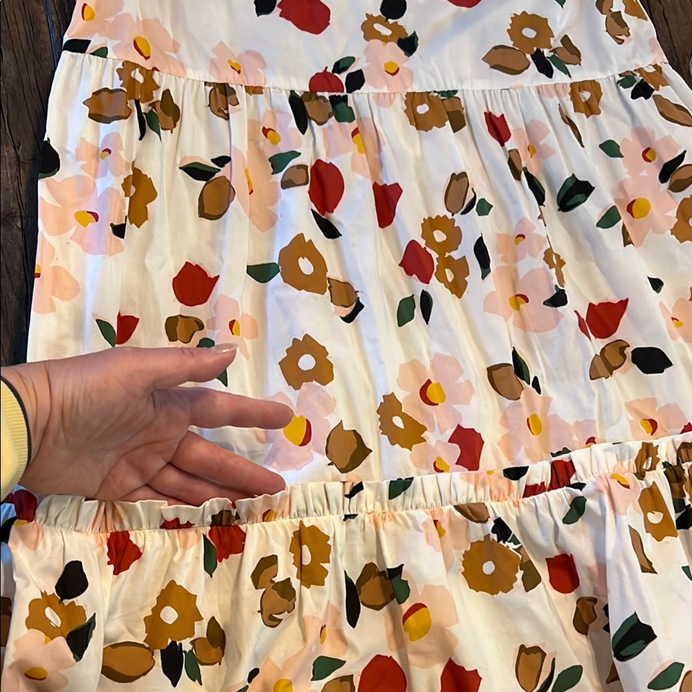 kate spade White Floral Midi Dress with Red and Mustard Accents - Picture 5 of 6